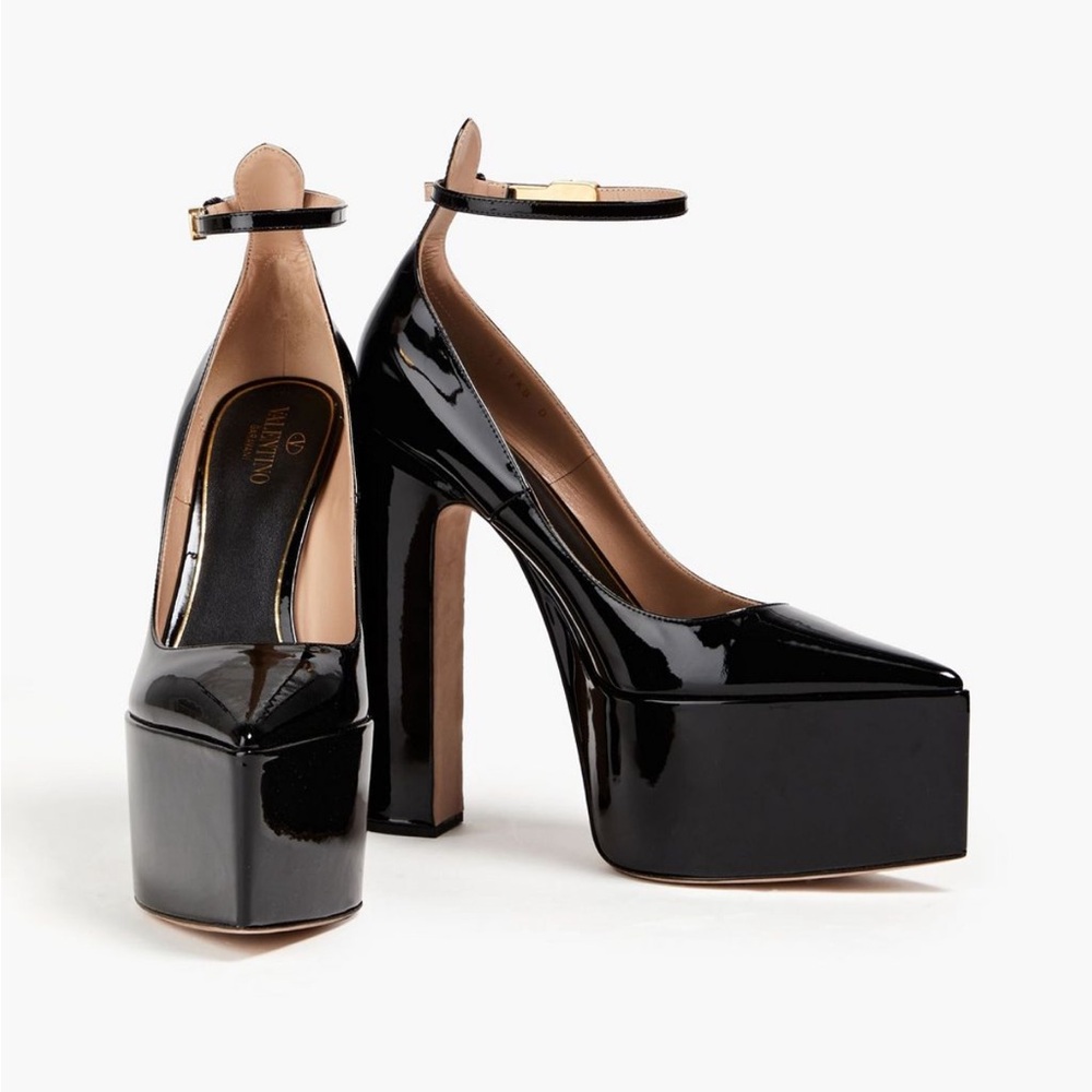 Valentino Patent Black Tan-Go Platform Shoes